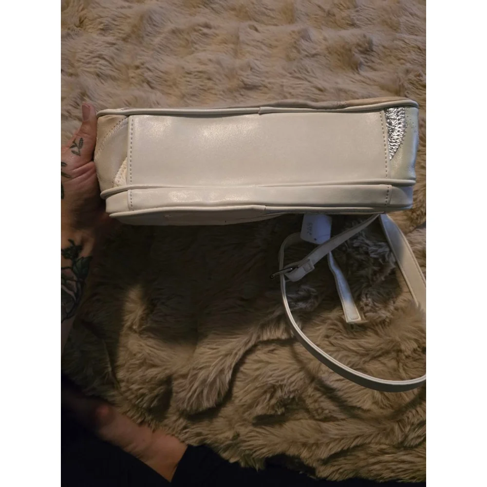 RARE 90s Vintage White Silver Colorblock Jaclyn Smith Patchwork Crossbody Bag